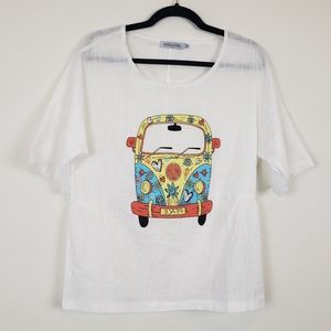 Misslook Volkswagen Bus hippie shirt size Medium